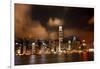 Hong Kong Harbor at Night Lightshow from Kowloon Reflection-William Perry-Framed Photographic Print