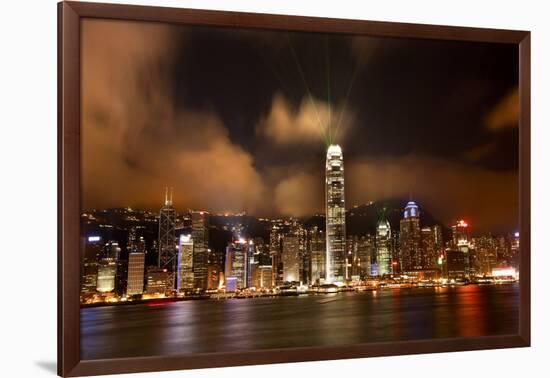 Hong Kong Harbor at Night Lightshow from Kowloon Reflection-William Perry-Framed Photographic Print