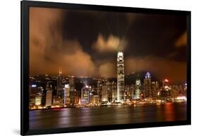 Hong Kong Harbor at Night Lightshow from Kowloon Reflection-William Perry-Framed Photographic Print