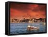 Hong Kong Harbor at Sunset, Hong Kong, China-Bill Bachmann-Framed Stretched Canvas