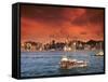 Hong Kong Harbor at Sunset, Hong Kong, China-Bill Bachmann-Framed Stretched Canvas