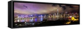 Hong Kong Harbour, and Central Skyline, Hong Kong Island, Hong Kong, China-Gavin Hellier-Framed Stretched Canvas