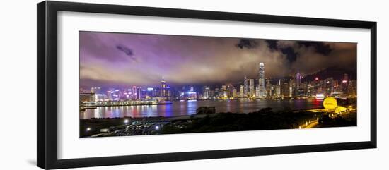 Hong Kong Harbour, and Central Skyline, Hong Kong Island, Hong Kong, China-Gavin Hellier-Framed Premium Photographic Print