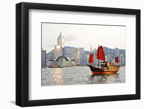 Hong Kong Harbour Tourist Junk-null-Framed Art Print