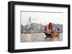 Hong Kong Harbour Tourist Junk-null-Framed Art Print