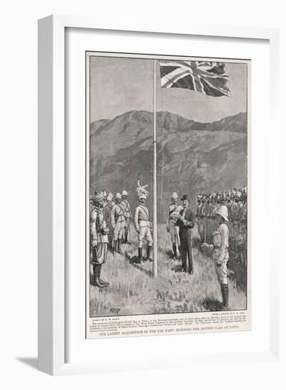 Hong Kong: Hoisting the British Flag at Taipo in the Kowloon Hinterland-H.m. Paget-Framed Art Print