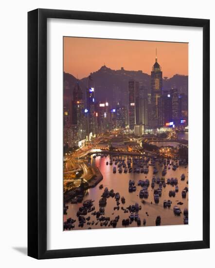 Hong Kong, Hong Kong Island, Causeway Bay View across Harbour to Victoria Peak, China-Peter Adams-Framed Photographic Print