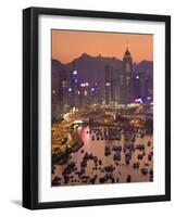 Hong Kong, Hong Kong Island, Causeway Bay View across Harbour to Victoria Peak, China-Peter Adams-Framed Photographic Print