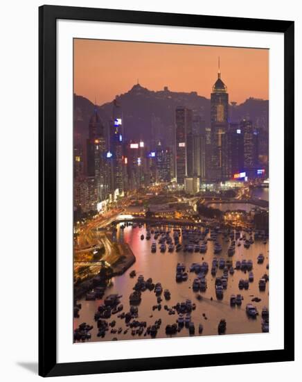 Hong Kong, Hong Kong Island, Causeway Bay View across Harbour to Victoria Peak, China-Peter Adams-Framed Photographic Print