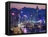 Hong Kong, Hong Kong Island, Causeway Bay View across Harbour to Victoria Peak, China-Peter Adams-Framed Stretched Canvas