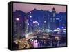 Hong Kong, Hong Kong Island, Causeway Bay View across Harbour to Victoria Peak, China-Peter Adams-Framed Stretched Canvas