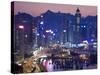 Hong Kong, Hong Kong Island, Causeway Bay View across Harbour to Victoria Peak, China-Peter Adams-Stretched Canvas