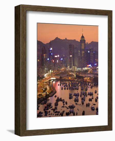 Hong Kong, Hong Kong Island, Causeway Bay View across Harbour to Victoria Peak, China-Peter Adams-Framed Photographic Print