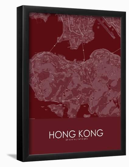 Hong Kong, Hong Kong, Special Administrative Region of China Red Map-null-Framed Poster