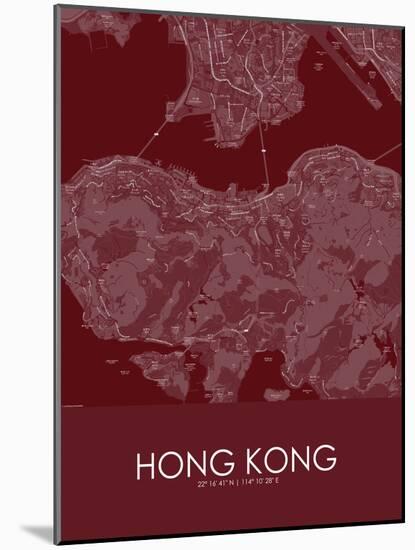 Hong Kong, Hong Kong, Special Administrative Region of China Red Map-null-Mounted Poster