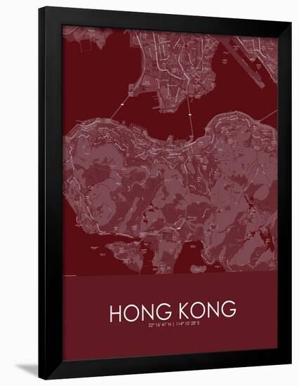 Hong Kong, Hong Kong, Special Administrative Region of China Red Map-null-Framed Poster