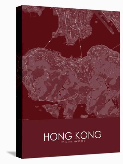 Hong Kong, Hong Kong, Special Administrative Region of China Red Map-null-Stretched Canvas