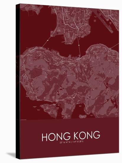 Hong Kong, Hong Kong, Special Administrative Region of China Red Map-null-Stretched Canvas