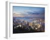 Hong Kong Island and Kowloon Skylines at Sunset, Hong Kong, China-Ian Trower-Framed Premium Photographic Print