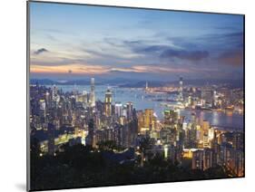 Hong Kong Island and Kowloon Skylines at Sunset, Hong Kong, China-Ian Trower-Mounted Photographic Print