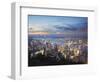 Hong Kong Island and Kowloon Skylines at Sunset, Hong Kong, China-Ian Trower-Framed Photographic Print