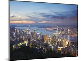 Hong Kong Island and Kowloon Skylines at Sunset, Hong Kong, China-Ian Trower-Mounted Photographic Print