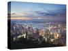 Hong Kong Island and Kowloon Skylines at Sunset, Hong Kong, China-Ian Trower-Stretched Canvas