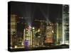 Hong Kong Island Central Skyline at Night from Tsim Sha Tsui, Hong Kong, China, Asia-Richard Nebesky-Stretched Canvas