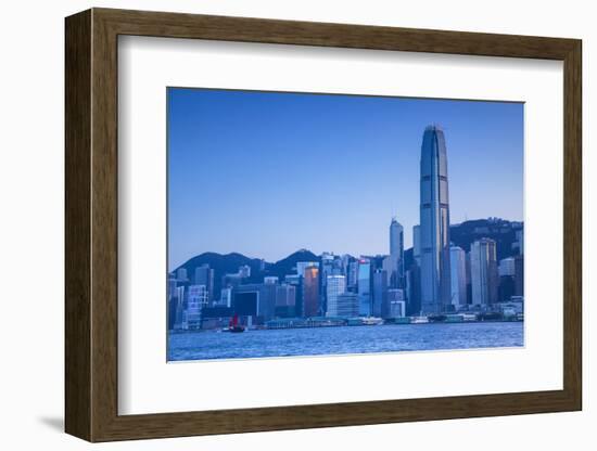 Hong Kong Island Skyline and Junk Boat, Hong Kong Island, Hong Kong-Ian Trower-Framed Photographic Print