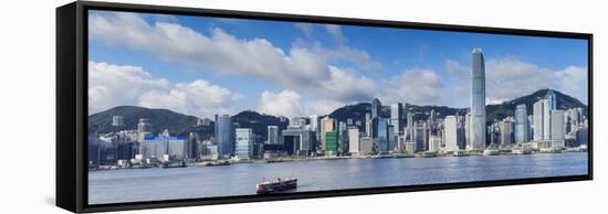 Hong Kong Island Skyline and Star Ferry, Hong Kong-Ian Trower-Framed Stretched Canvas