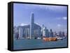 Hong Kong Island Skyline and Victoria Harbour, Hong Kong, China, Asia-Amanda Hall-Framed Stretched Canvas