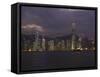 Hong Kong Island Skyline at Dusk, Hong Kong, China-Amanda Hall-Framed Stretched Canvas