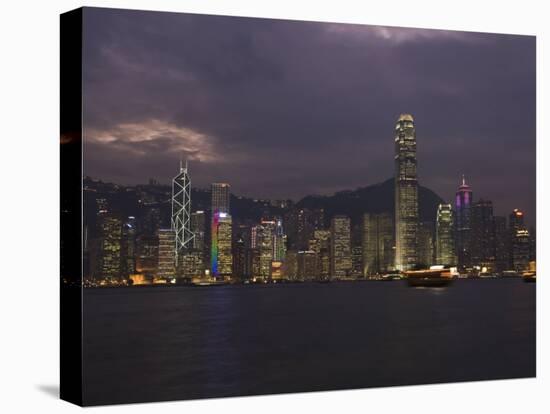 Hong Kong Island Skyline at Dusk, Hong Kong, China-Amanda Hall-Stretched Canvas