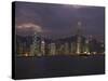 Hong Kong Island Skyline at Dusk, Hong Kong, China-Amanda Hall-Stretched Canvas