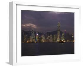 Hong Kong Island Skyline at Dusk, Hong Kong, China-Amanda Hall-Framed Photographic Print