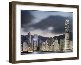 Hong Kong Skyline and financial district at dusk-Martin Puddy-Framed Premium Photographic Print