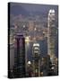 Hong Kong skyline and Victoria Harbor at night-Tibor Bogn?r-Stretched Canvas