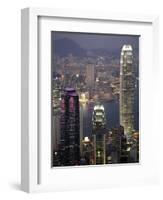 Hong Kong skyline and Victoria Harbor at night-Tibor Bogn?r-Framed Photographic Print