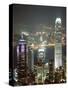 Hong Kong Skyline at Night with the Center on Left, and 2Ifc Building on Right, Hong Kong, China-Amanda Hall-Stretched Canvas