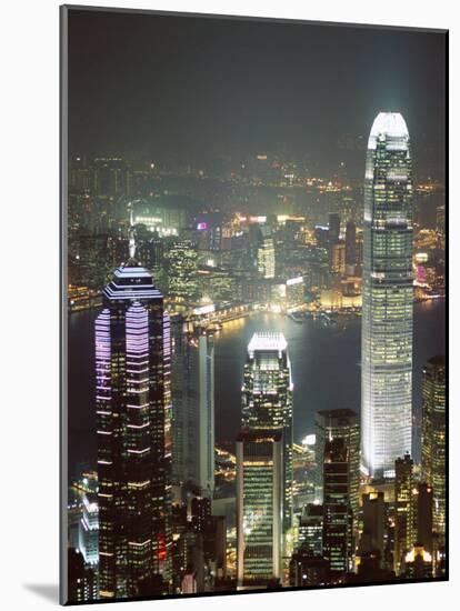 Hong Kong Skyline at Night with the Center on Left, and 2Ifc Building on Right, Hong Kong, China-Amanda Hall-Mounted Photographic Print