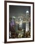 Hong Kong Skyline at Night with the Center on Left, and 2Ifc Building on Right, Hong Kong, China-Amanda Hall-Framed Photographic Print