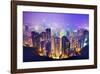 Hong Kong Skyline at Night-null-Framed Art Print