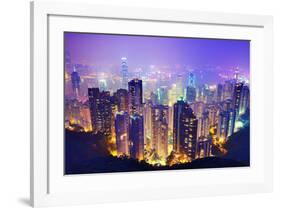 Hong Kong Skyline at Night-null-Framed Art Print