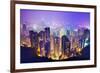 Hong Kong Skyline at Night-null-Framed Art Print