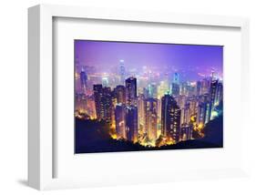 Hong Kong Skyline at Night-null-Framed Art Print