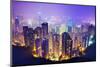 Hong Kong Skyline at Night-null-Mounted Art Print