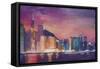 Hong Kong Skyline at Night-Markus Bleichner-Framed Stretched Canvas