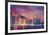 Hong Kong Skyline at Night-Markus Bleichner-Framed Art Print