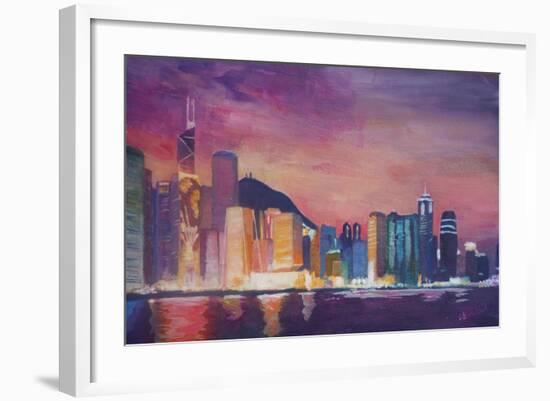 Hong Kong Skyline at Night-Markus Bleichner-Framed Art Print