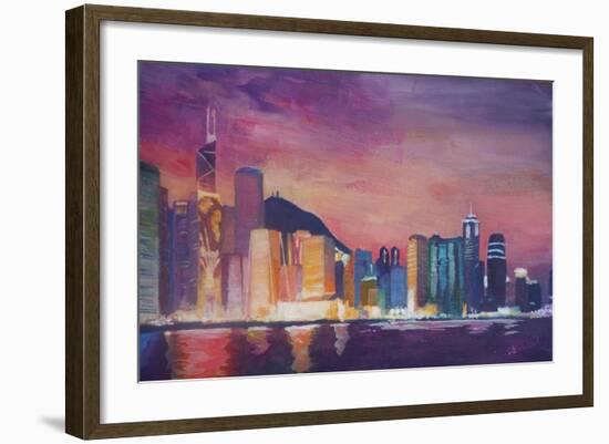 Hong Kong Skyline at Night-Markus Bleichner-Framed Art Print